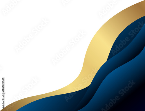 Elegant Dark Blue and Gold Corner Graphic