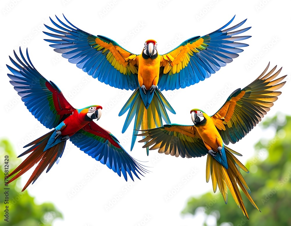 Fototapeta premium Colorful parrots in flight