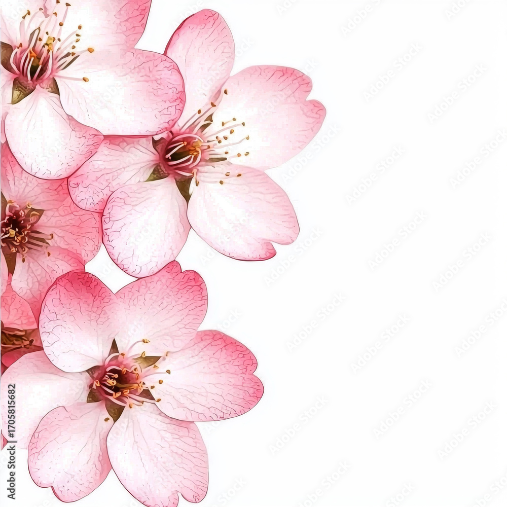 Fototapeta premium Delicate pink blossoms, isolated on white background