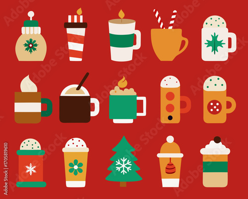 Cozy christmas drinks and festive treats collection