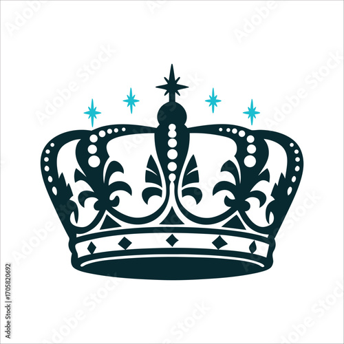 Elegant Crown Outline with Star Accents Illustration Victoria Day Crown outline with subtle sparkle accents nodding to fireworks tradition in regal purple