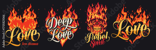 Unique fire-themed love designs for decoration