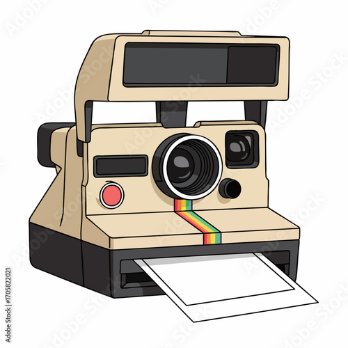 Vintage Polaroid Instant Camera Vector Illustration