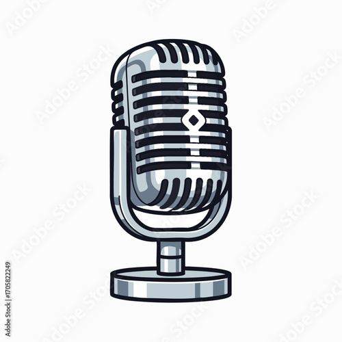 Vintage 50s Microphone Vector Illustration