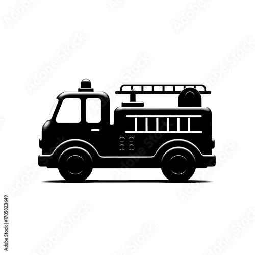 Black silhouette of a fire truck isolated on white background silhouette