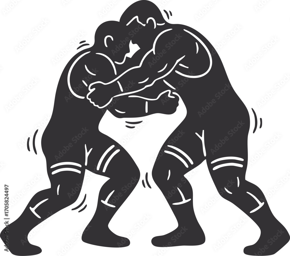 Fototapeta premium vector silhouette of a wrestler