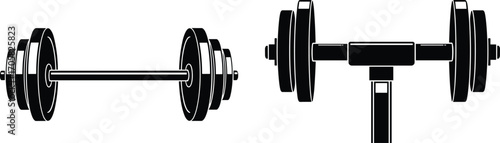 Barbell, Bench, Press, Weight, Gym, Fitness, Strength, Training, Equipment, Workout, Vector, Black, Minimalist, Power, Exercise, Rack, Plates, Line, Art, Illustration