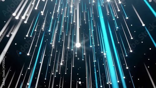 Futuristic blue and white light particles streaming upwards in a dynamic and abstract animated background