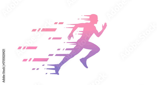 Dynamic silhouette of a runner in motion, conveying speed and energy with vibrant streaks of color.