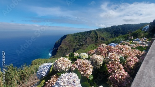 madeira island, sea, water, blue, waves, landscape, travel, adventure, destination, nature, view, rock, cliff, mountain, green, paradise, sunset, dawn, evening, dark, ligth, peace, paradise, horizon