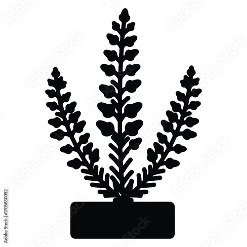 Elegant black lupine flower silhouette in a pot adding a touch of nature to modern minimalist designs enhancing creative projects with simplicity