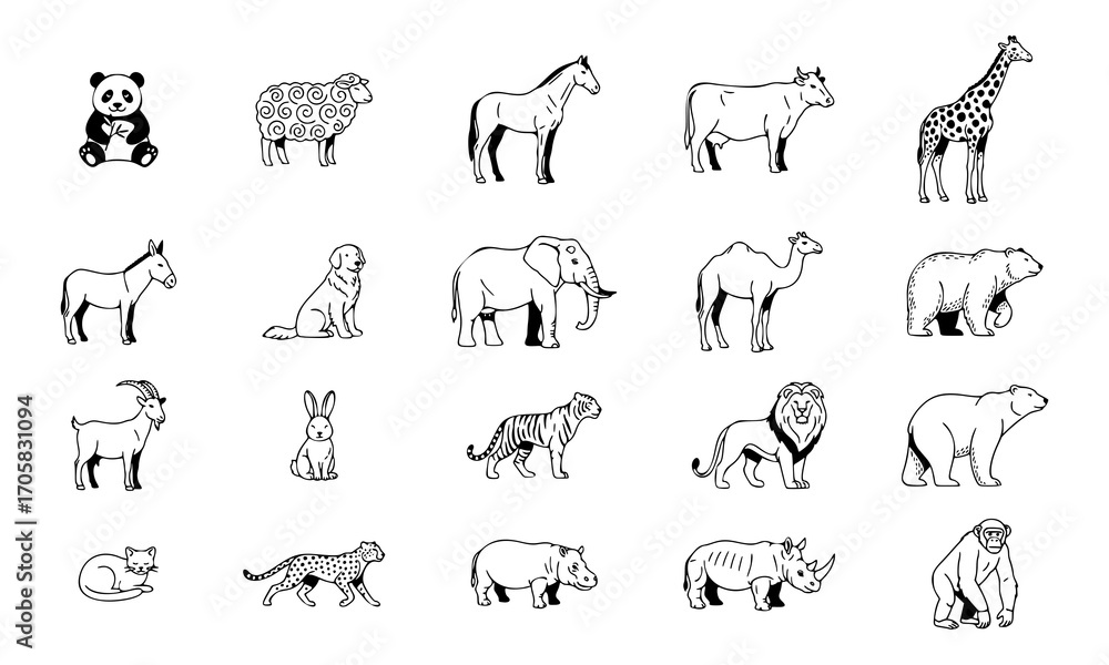 Fototapeta premium set of wild animals