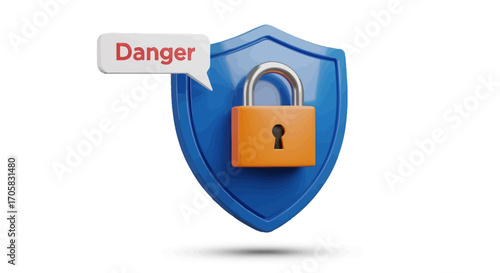 Warning symbol of a locked shield indicating a security threat or vulnerability
