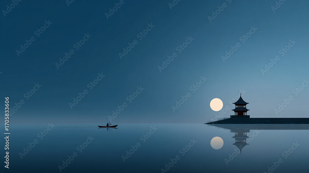 © eliot - mid-autumn festival background of china traditional building and full moon © eliot - mid-autumn festival background of china traditional building and full moon