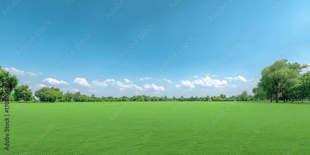 Fototapeta premium background of green field and blue sky