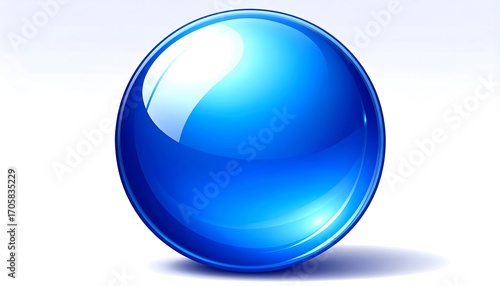 Glossy blue sphere on white background