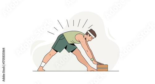 A Man Stretching With Block Illustrates Exercise and Physical Wellbeing Activities