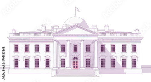 Iconic government building facade with classical architecture and columns