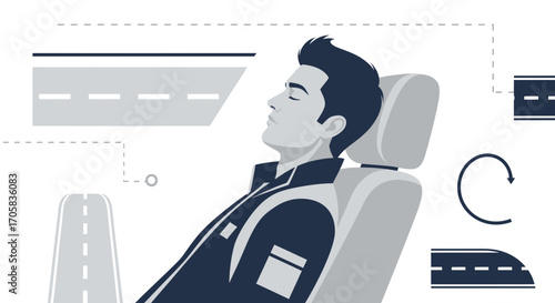 A Passenger Sleeps Comfortably During a Journey, Visualizing Transportation Concepts In A Car