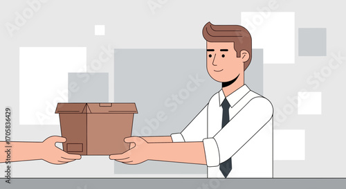 A Person Receiving A Package Representing Delivery or Logistics Illustration