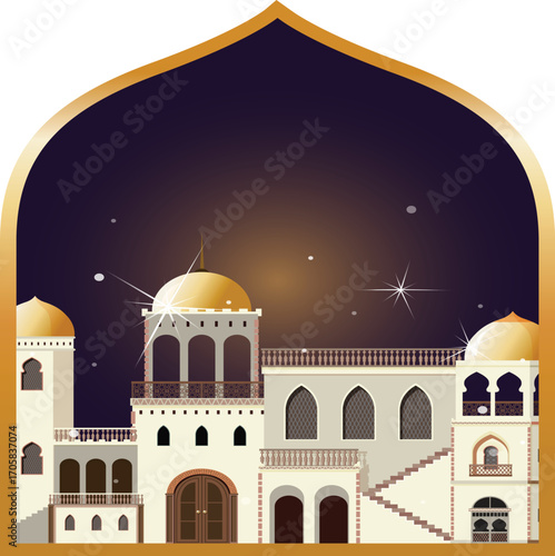 Beautiful Eid Mubarak Ramadan Kareem Islamic Celebration Illustration