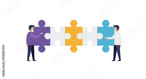 Collaborative teamwork concept with puzzle pieces and people
