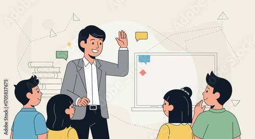 A Teacher Engages With Young Learners in an Interactive And Educational Setting