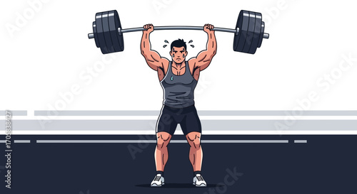 Animated Strong Man Lifting Extra Hefty Weights at the Exercise Area to Achieve Fitness