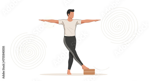 Achieving Equilibrium: A person practicing balance on a wooden block in a calm position