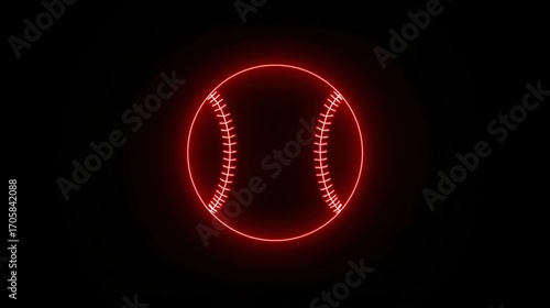 Minimalist Glowing Red Baseball Outline
