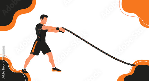 Athlete Engaging In Rope Drill Exercise Depicted With Dynamic Visual Composition For Fitness