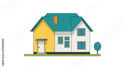 Colorful modern house with geometric style and clean lines