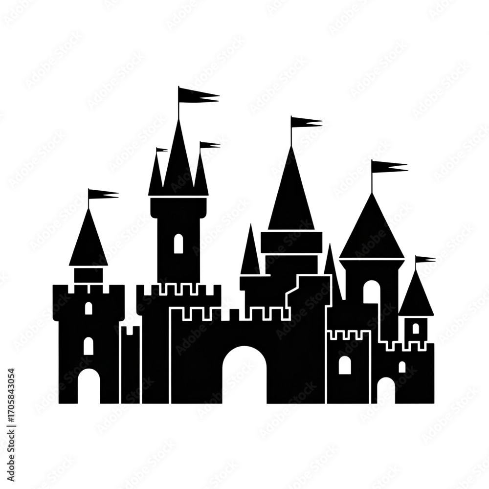 Fototapeta premium Enchanting fairytale castle illustration, perfect for children's books, magical designs, and fantasy projects