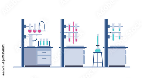 Modern laboratory setup with chemistry equipment and test tubes
