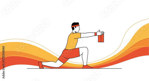 Athlete Performing A Lunge Exercise With An Orange Resistance Band For Fitness Training