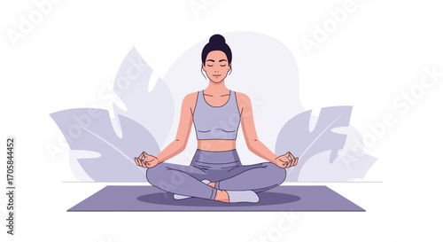 Calm Woman meditating in Lotus Position, Finding Peace and Serenity Through Yoga Practice