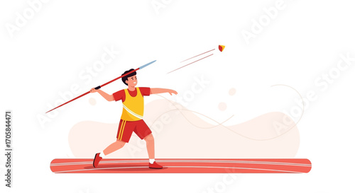 Athlete Performs Javelin Throw, Demonstrating Athletic Skill and Competitive Spirit
