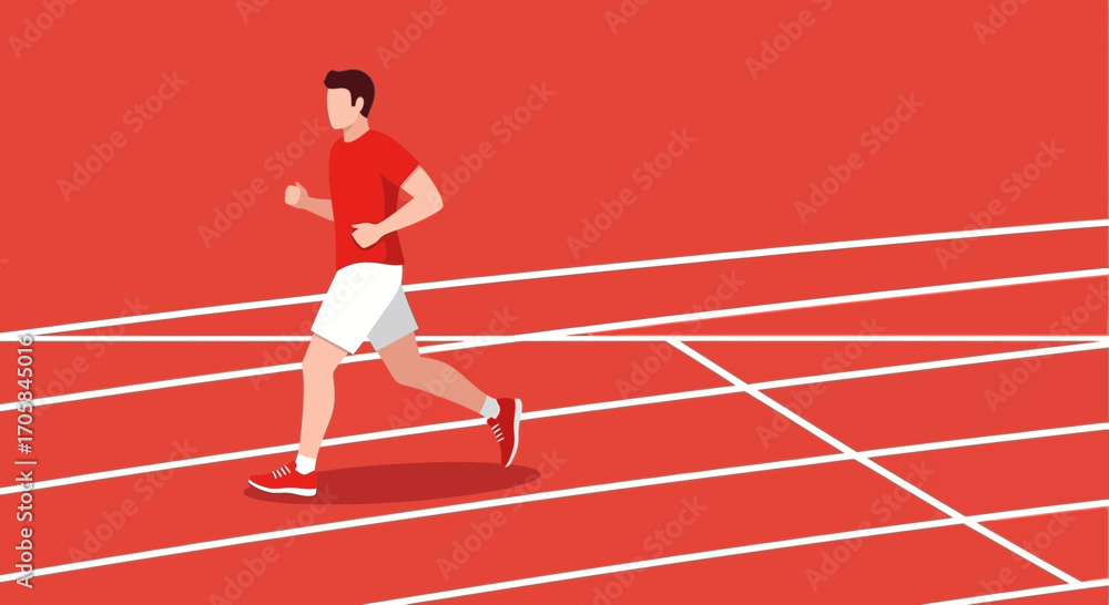Fototapeta premium Athlete Sprinting On Red Track, Showing Determination And Speed For Victory