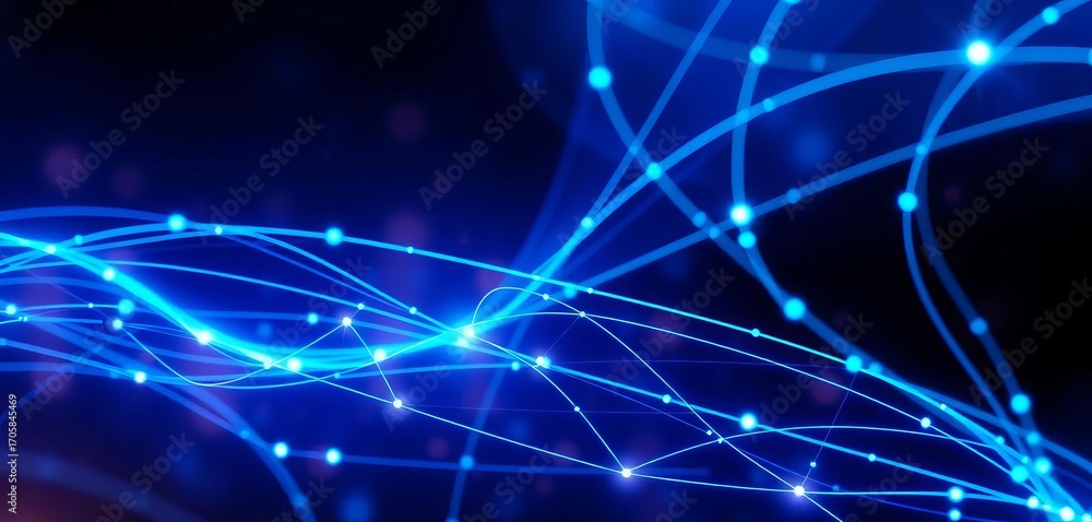 Obraz premium Abstract blue glowing vector lines forming a dynamic technological network background, abstract, abstract background