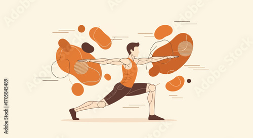 Athletic Figure in Motion Depicted in Striking Contemporary Minimalist Illustration