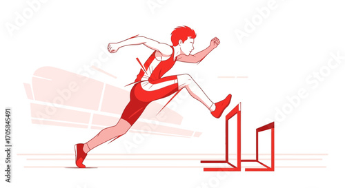 Athletic Figure Demonstrates Overcoming Challenges and Achieving Goals In A Race Competition