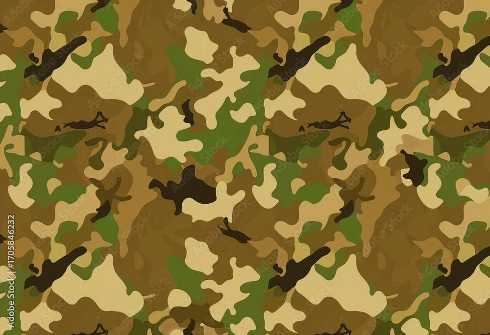Fototapeta premium Realistic seamless camouflage pattern ideal for hunting, fishing, military applications, military, pattern