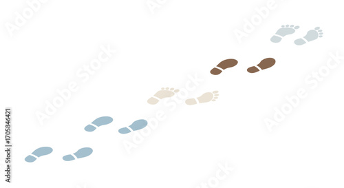 Colorful diagonal footprints pattern for creative backgrounds