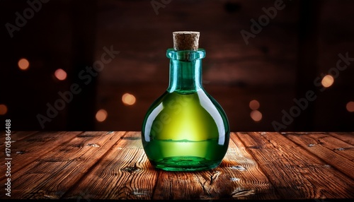 Wallpaper Mural Glowing Potion Bottle On Wooden Table Halloween Magic Torontodigital.ca