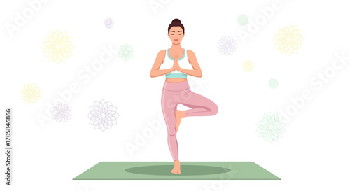 Balanced Yoga Pose Depicting Tranquility, Focus, and Holistic Well-Being