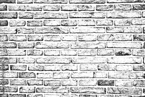 Grunge Brick Wall Texture: Distressed Urban Background, Old Weathered Brick Wall Surface, Monochrome, Abstract Dirty Brick Masonry Pattern, Graphic Design Element, Rough Concrete and Stone Block