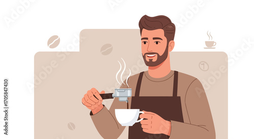 Barista Crafting Fresh Espresso Beverages With Precision and Passion, Making Perfect Drinks