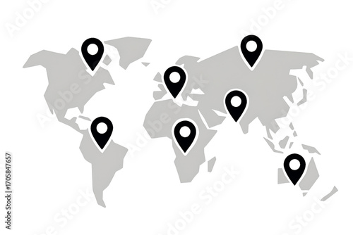 World map location pin travel navigation illustration