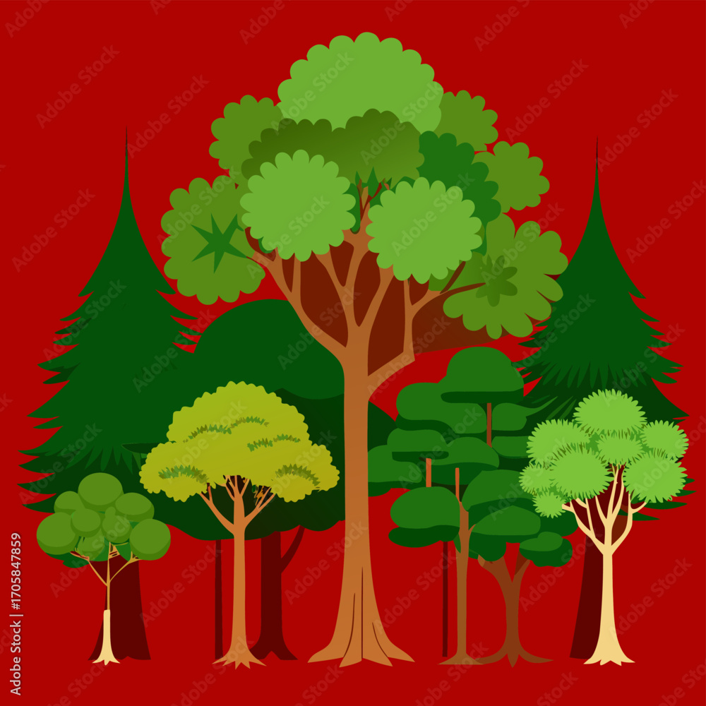 Fototapeta premium “Big Green Tree Vector Set – Natural Forest Collection”
