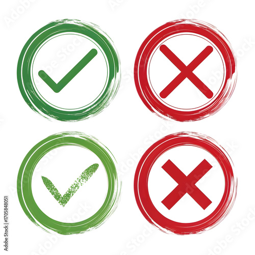 Free Download Green Check Mark and Red Cross Symbols:  Decision Making, Choice, Approval, Rejection Graphic Design Elements on transparent background - GFXLoad
